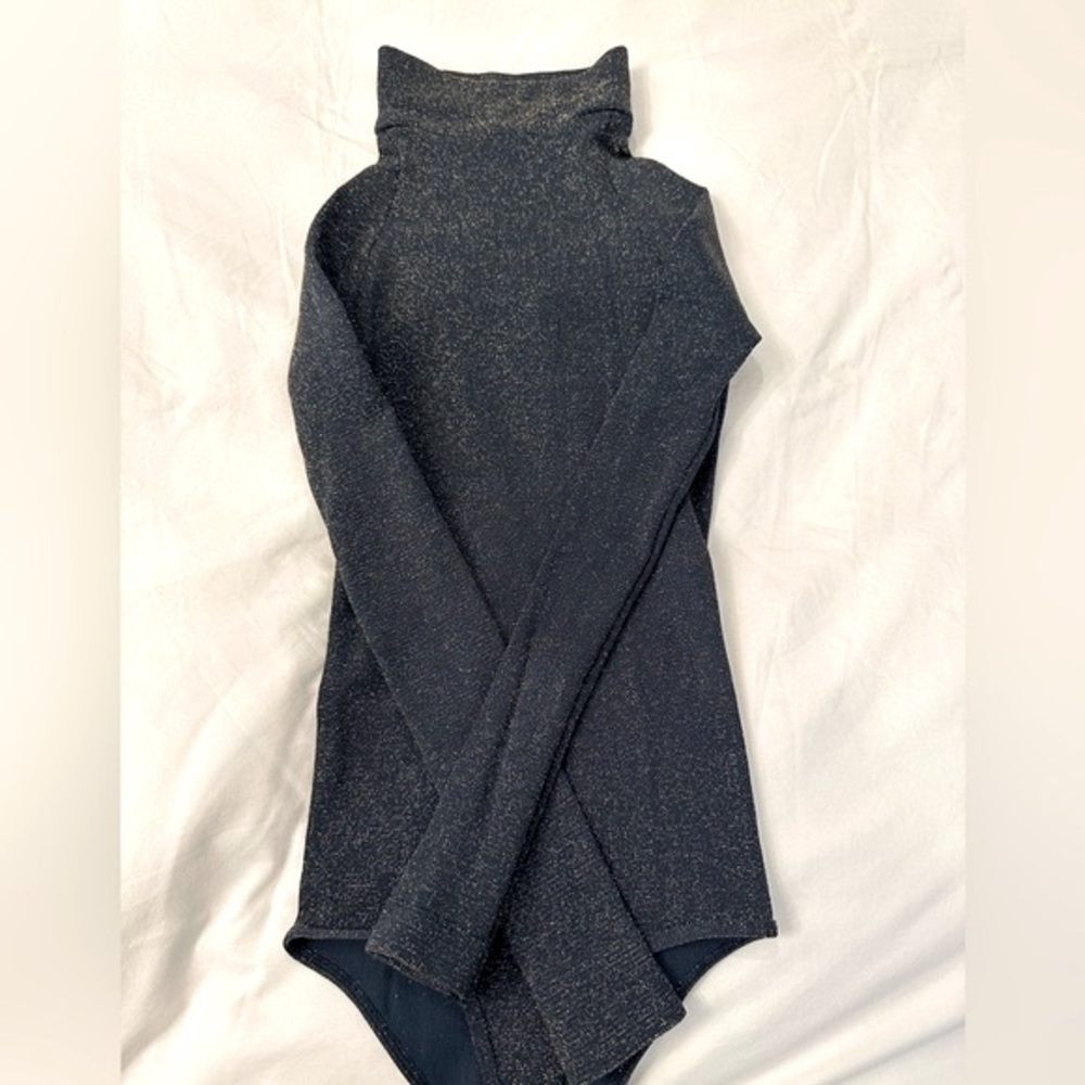 Free People long sleeve bodysuit sparkle teal ✨ - Picture 3 of 8